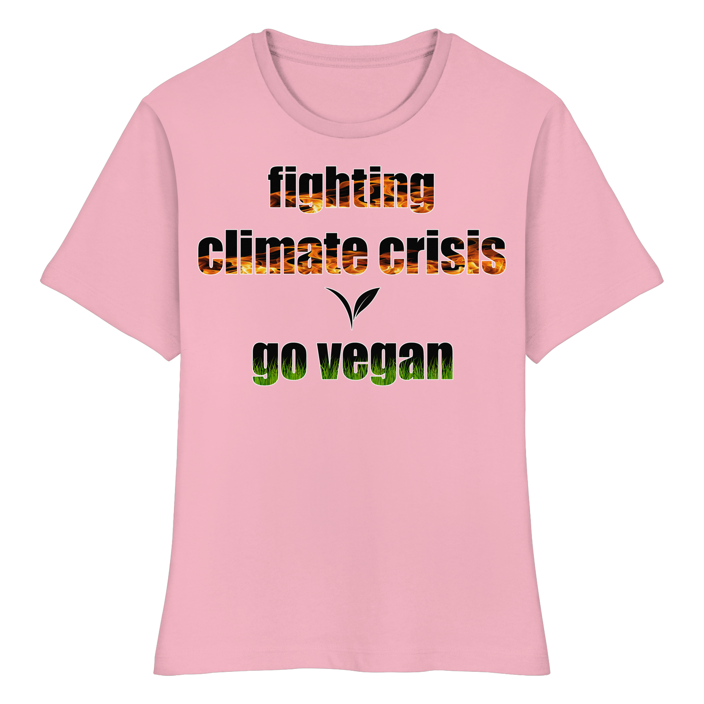 vegwear "fighting climate cirsis" - eng geschnittenes Damen Bio T-Shirt vegan & klimafreundlich