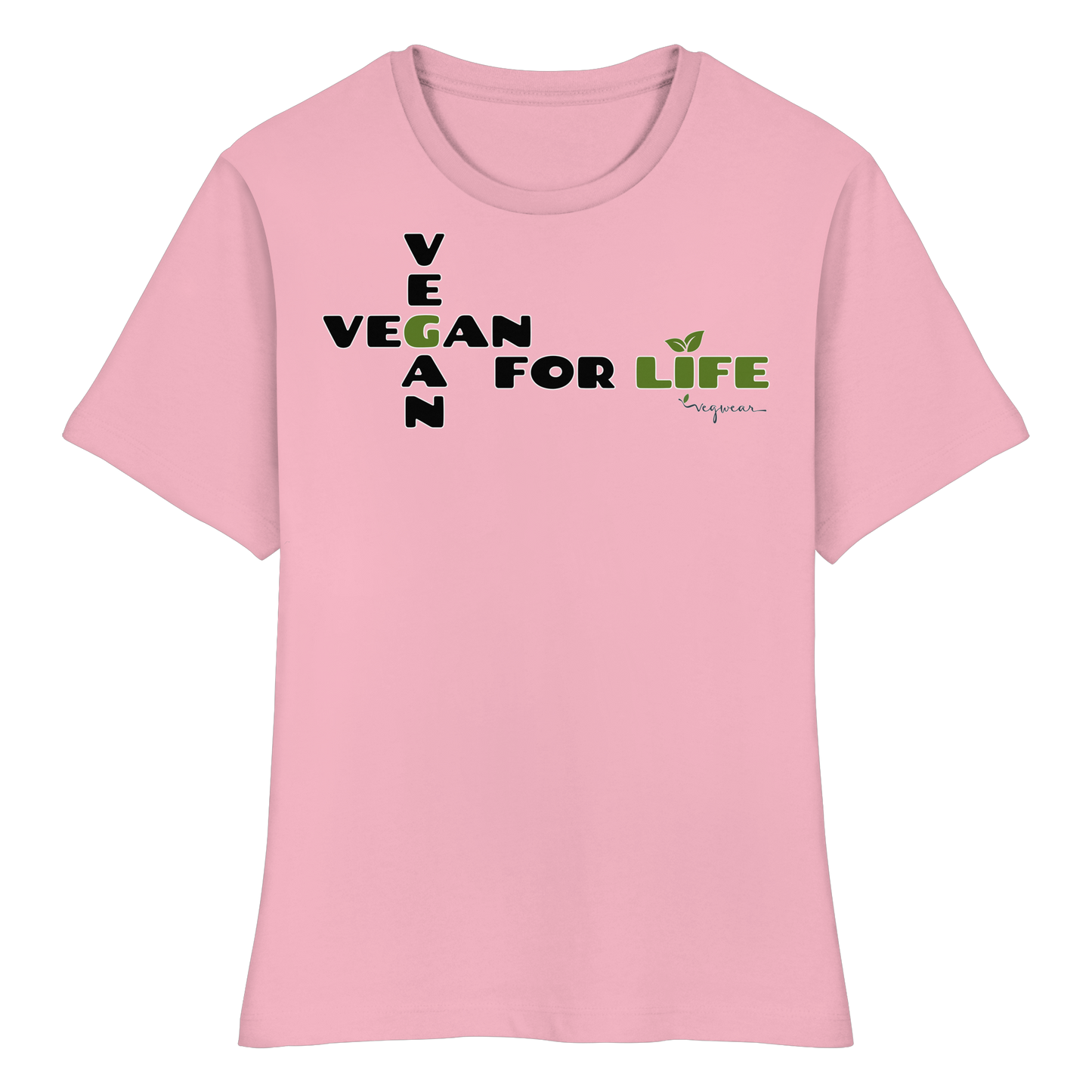 vegwear "vegan for life" - eng geschnittenes Damen T-Shirt, bio vegan fair