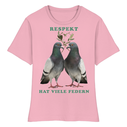 vegwear "Respekt hat viele Federn" - eng geschnittenes Damen T-Shirt