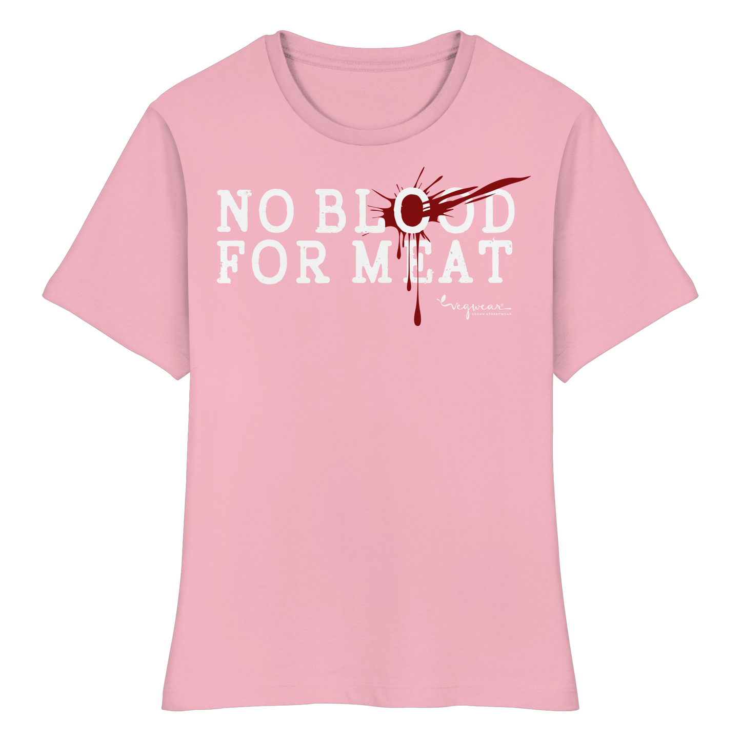 Kurzarm-T-Shirt für Damen: 'no blood for meat' T-Shirt | vegwear