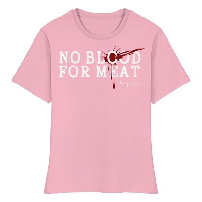 Kurzarm-T-Shirt für Damen: 'no blood for meat' T-Shirt | vegwear
