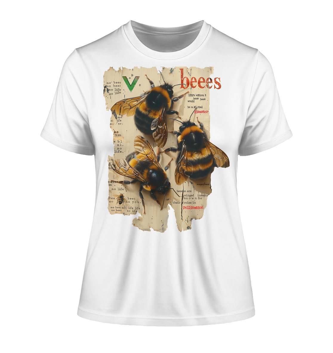 Motiv "no bees, no life" - eng geschnittenes Bio Damen T-Shirt