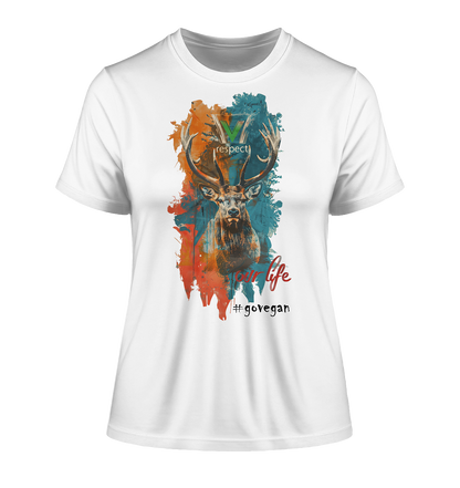 Motif "respect our life, go vegan" - tight-fitting organic women's T-shirt