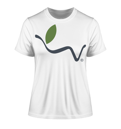 Motif "vegwear Logo grey" - slim-fit women's organic T-shirt