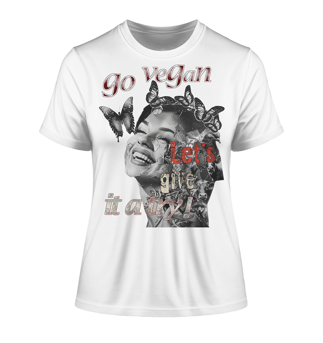 Motif "Let's give it a try" - slim-fit organic women's T-shirt