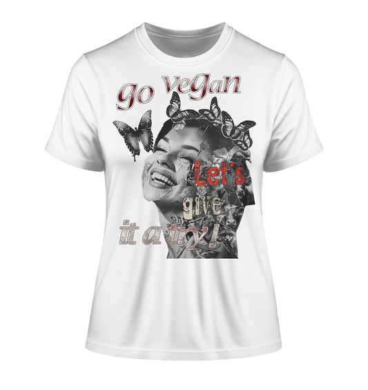 Motif "Let's give it a try" - slim-fit organic women's T-shirt