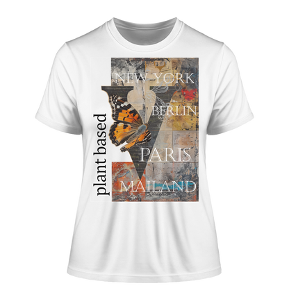 Motiv "plant based cities" - eng geschnittenes Damen Bio T-Shirt