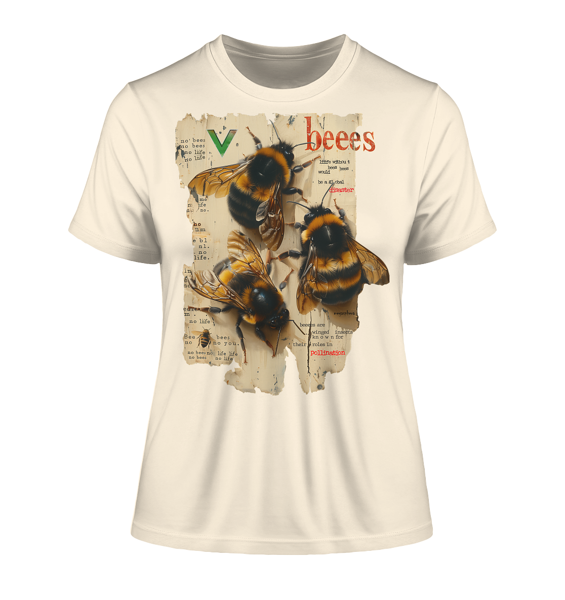 Motiv "no bees, no life" - eng geschnittenes Bio Damen T-Shirt