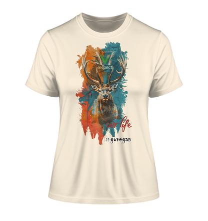 Motif "respect our life, go vegan" - tight-fitting organic women's T-shirt