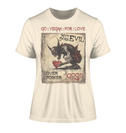 Motiv "why does evil" - eng geschnittenes Damen Bio T-Shirt
