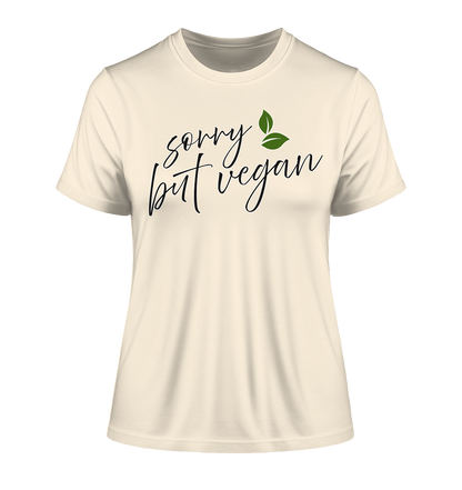 Motif "sorry but vegan" - tight-fitting women's organic T-shirt