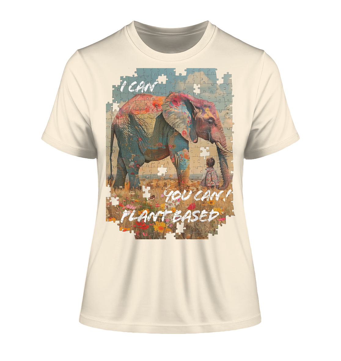 Motiv "plant based elephant" - eng geschnittenes, Bio Damen T-Shirt