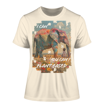 Motiv "plant based elephant" - eng geschnittenes, Bio Damen T-Shirt