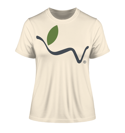 Motif "vegwear Logo grey" - slim-fit women's organic T-shirt