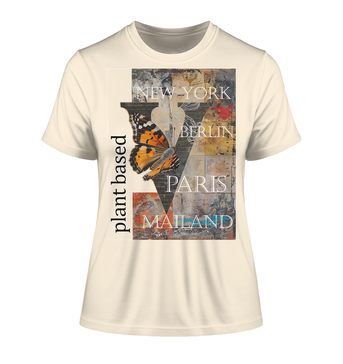 Motiv "plant based cities" - eng geschnittenes Damen Bio T-Shirt