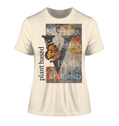 Motiv "plant based cities" - eng geschnittenes Damen Bio T-Shirt