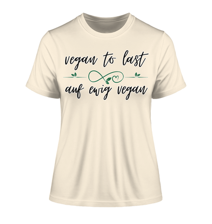 Motiv "vegan to last" - eng geschnittenes Damen Bio T-Shirt