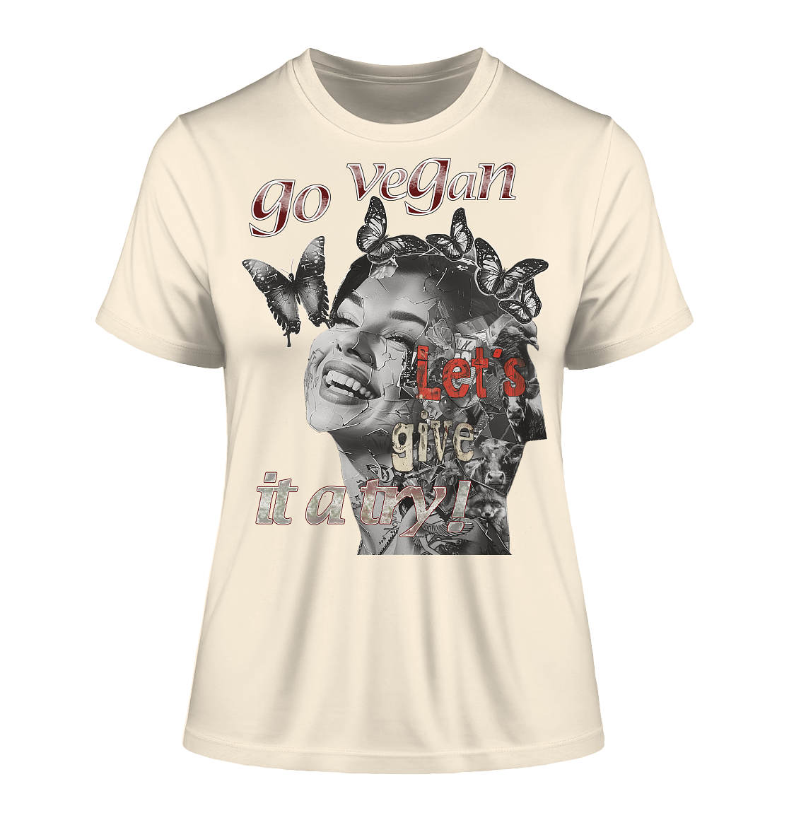 Motif "Let's give it a try" - slim-fit organic women's T-shirt