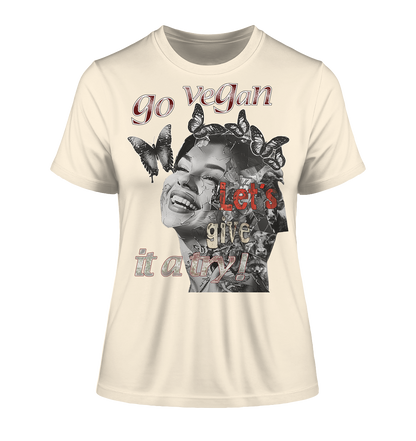 Motif "Let's give it a try" - slim-fit organic women's T-shirt