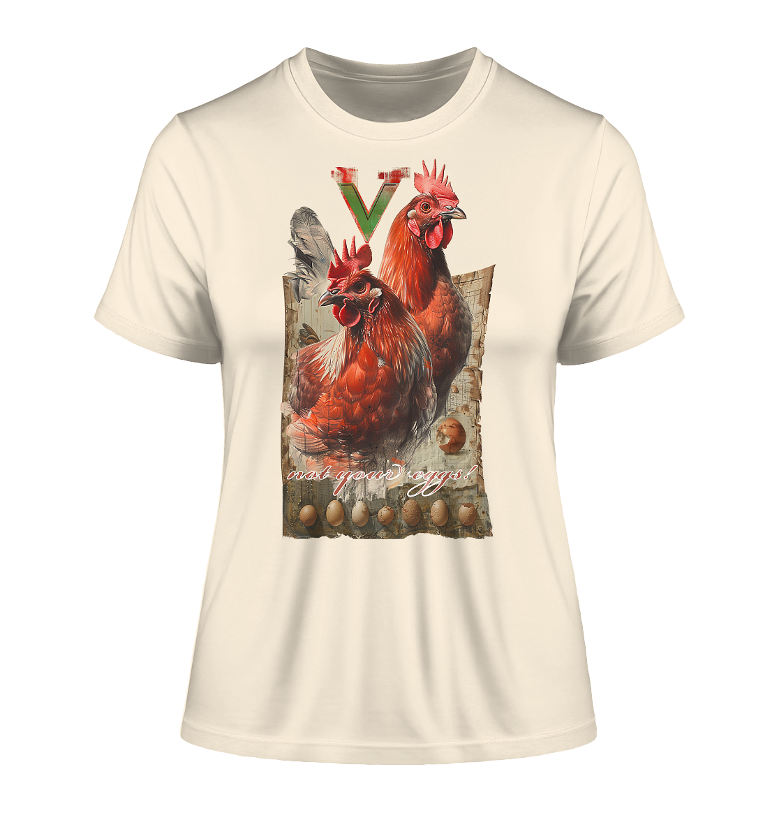 Motif "not your eggs" - tight-fitting organic women's T-shirt