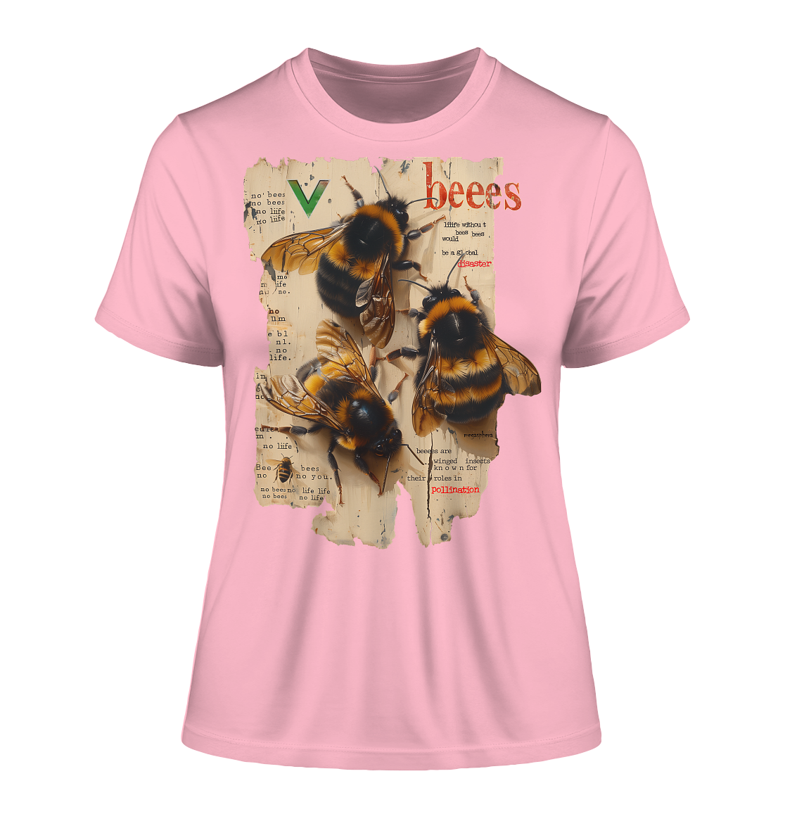 Motiv "no bees, no life" - eng geschnittenes Bio Damen T-Shirt