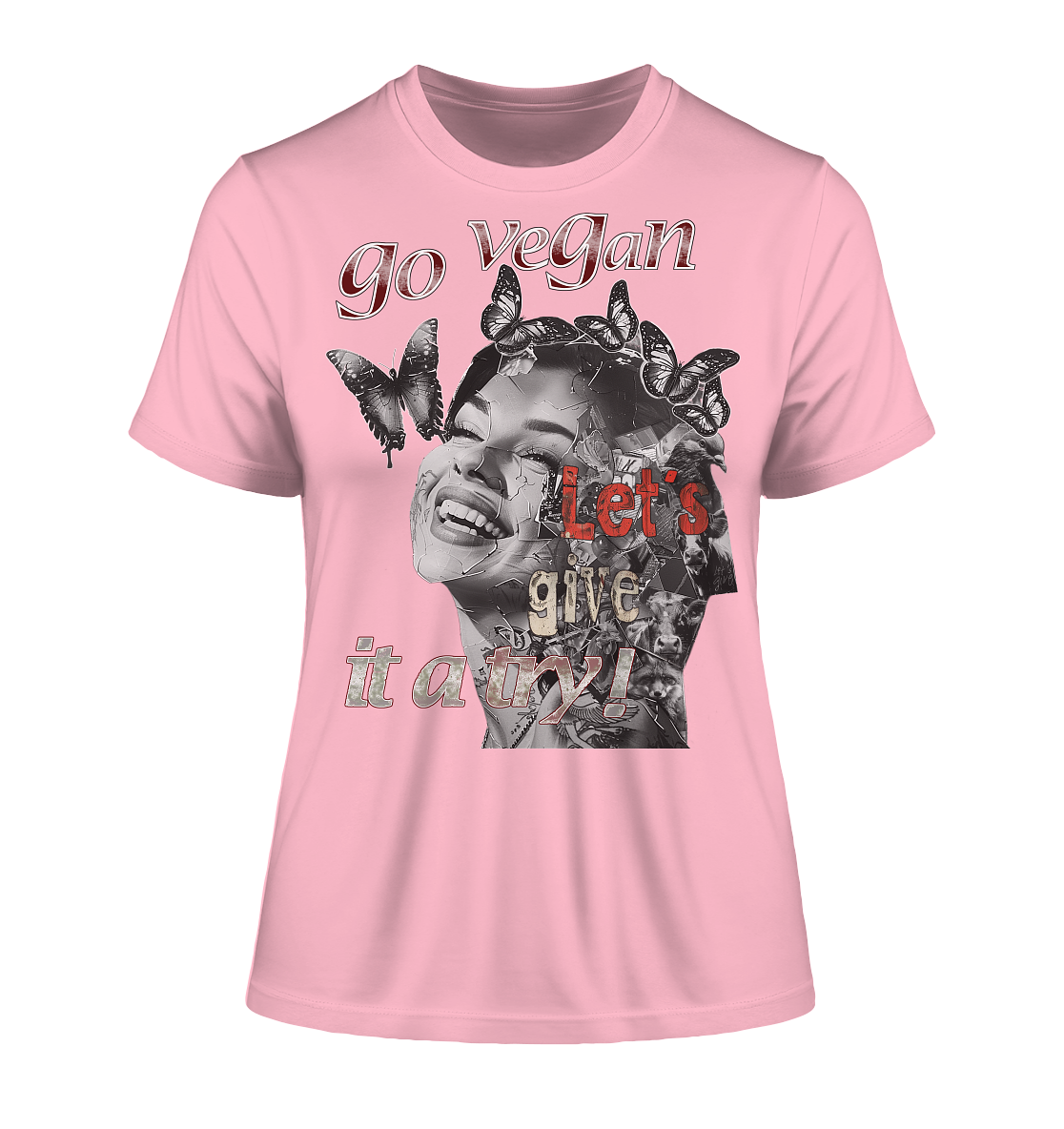 Motif "Let's give it a try" - slim-fit organic women's T-shirt
