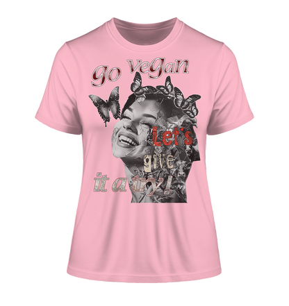Motif "Let's give it a try" - slim-fit organic women's T-shirt