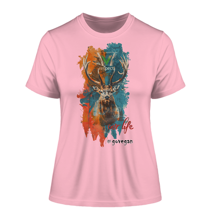 Motif "respect our life, go vegan" - tight-fitting organic women's T-shirt
