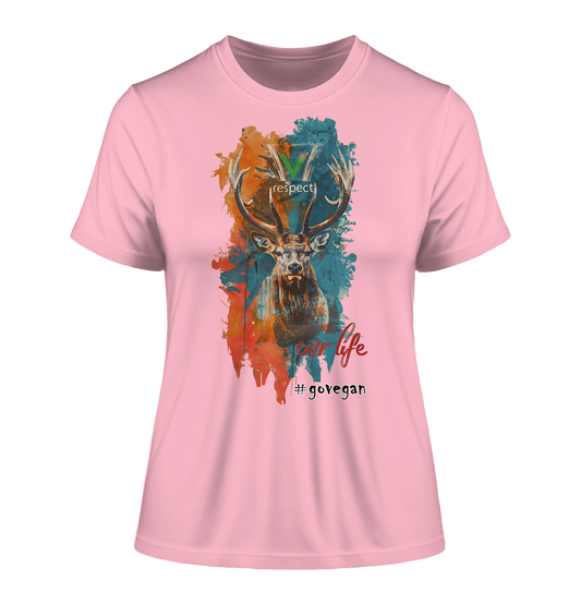 Motif "respect our life, go vegan" - tight-fitting organic women's T-shirt