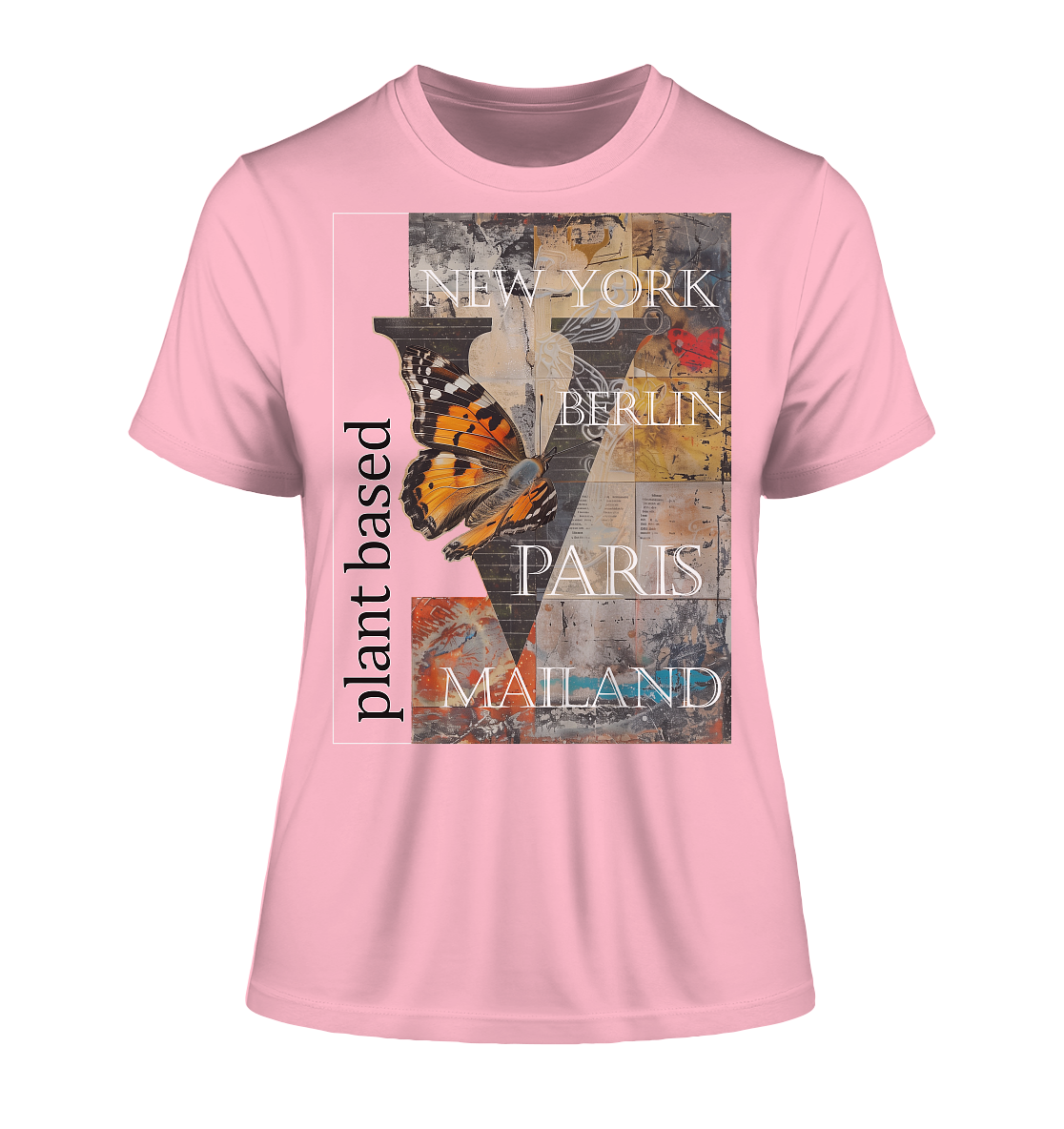 Motiv "plant based cities" - eng geschnittenes Damen Bio T-Shirt