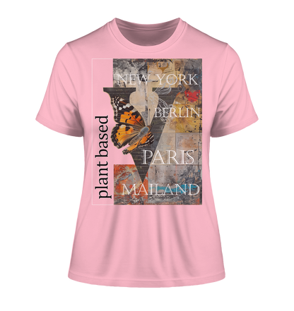 Motiv "plant based cities" - eng geschnittenes Damen Bio T-Shirt