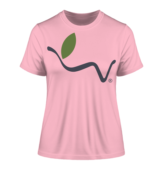 Motif "vegwear Logo grey" - slim-fit women's organic T-shirt