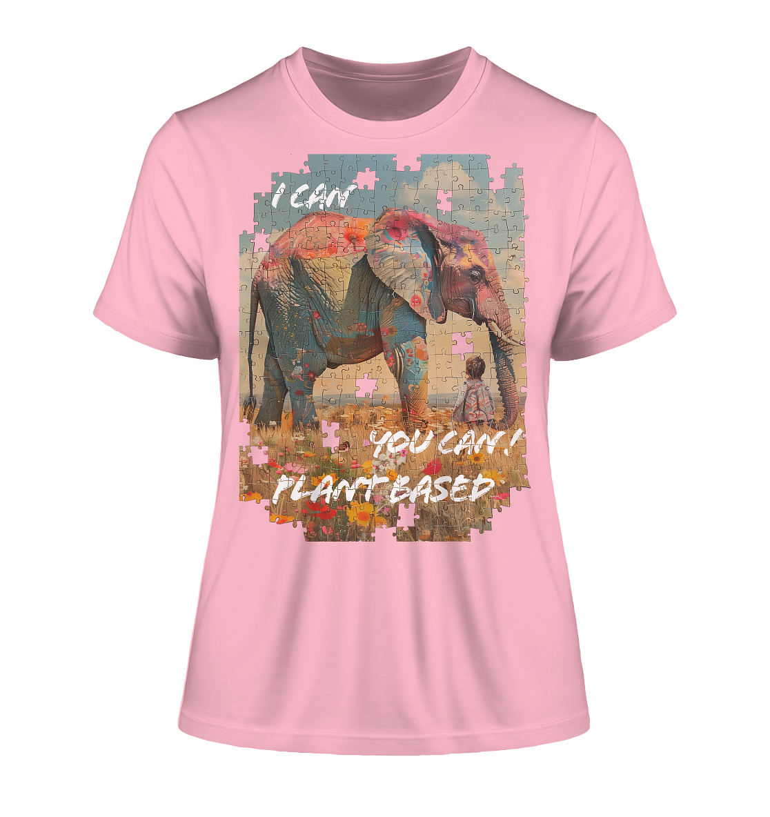 Motiv "plant based elephant" - eng geschnittenes, Bio Damen T-Shirt