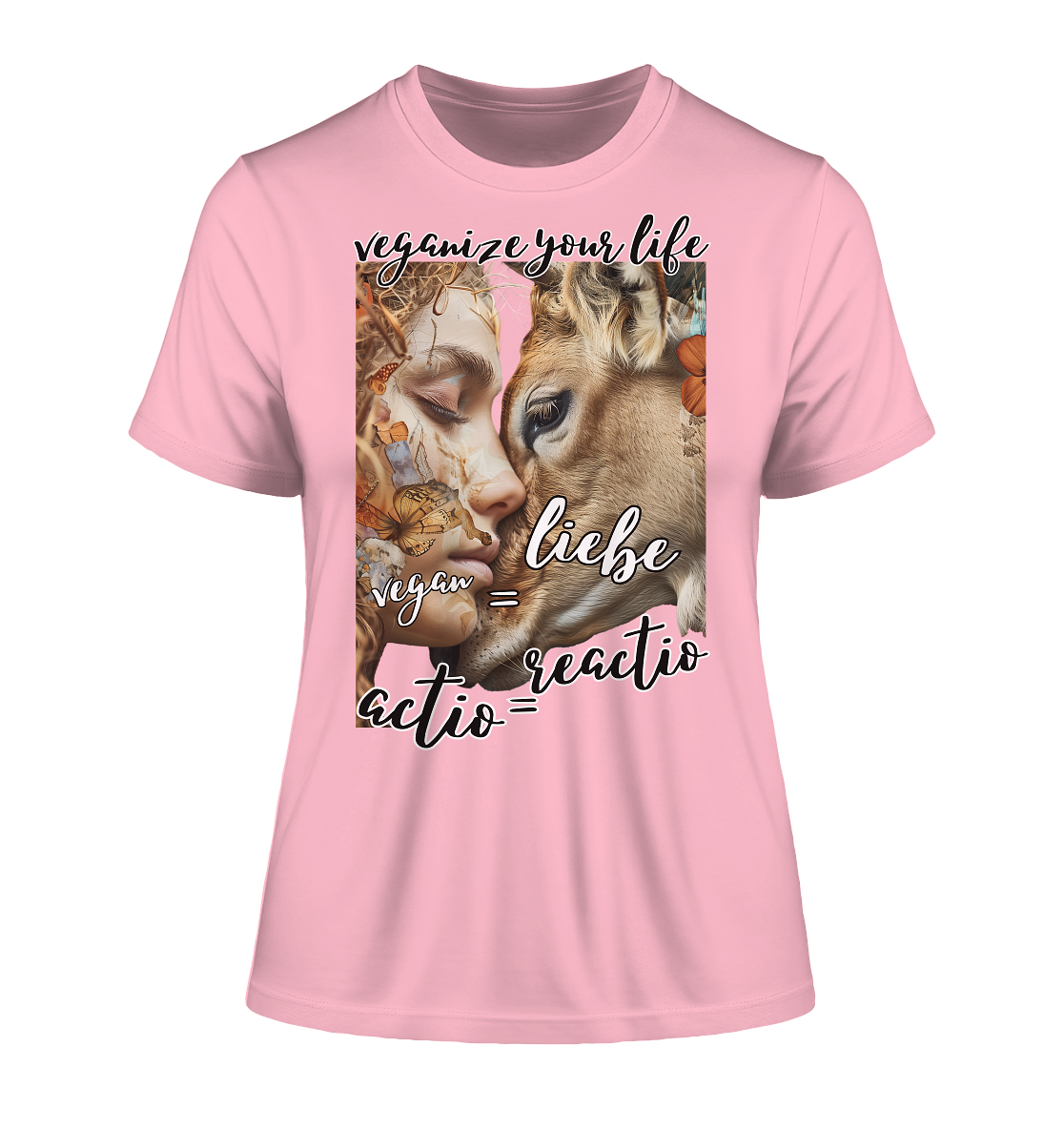 Motif "actio = reactio" - tight-fitting women's organic T-shirt