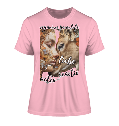 Motif "actio = reactio" - tight-fitting women's organic T-shirt