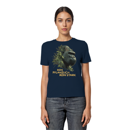 vegwear "Gorilla, rein pflanzlich rein stark" - eng geschnittenes Damen T-Shirt, bio vegan