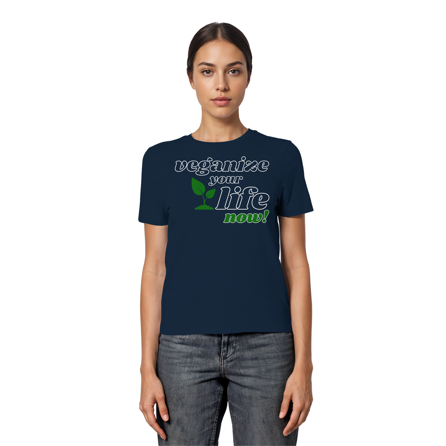 vegwear "veganize your life"  - eng geschnittenes Damen T-Shirt, bio, vegan, nachhaltig