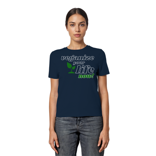 vegwear "veganize your life"  - eng geschnittenes Damen T-Shirt, bio, vegan, nachhaltig