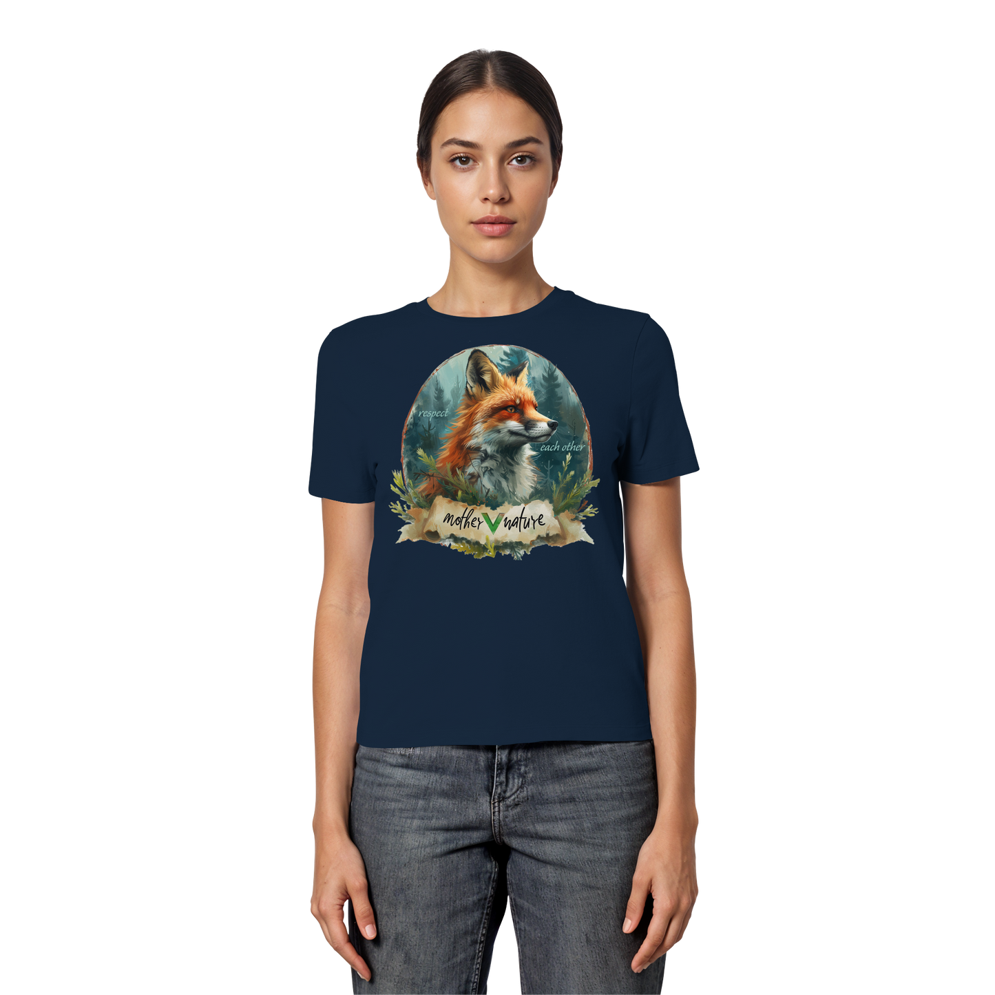 vegwear "respect each other" - eng geschnittenes Damen T-Shirt, bio, vegan