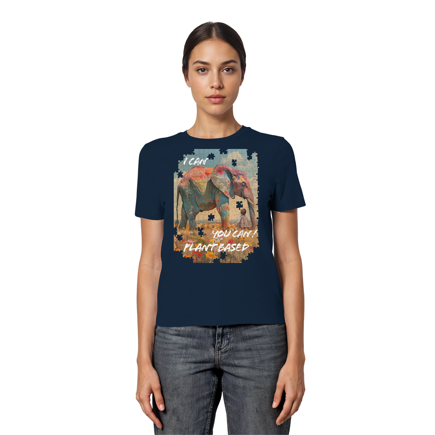 vegwear "I can you can"- eng geschnittenes Damen T-Shirt, bio, vegan