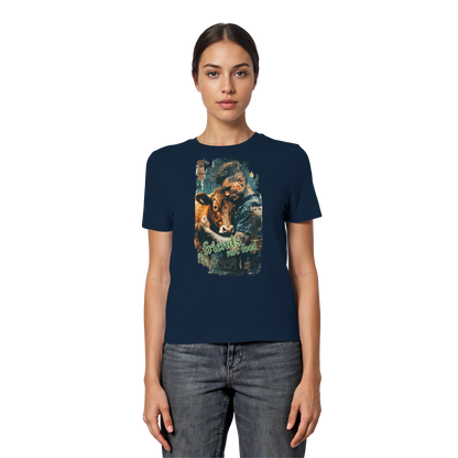 vegwear "friends not food" - eng geschnittenes Damen T-Shirt, bio, vegan