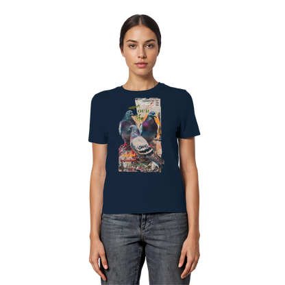 vegwear "respect our life - Tauben" - eng geschnittenes Damen Bio T-Shirt