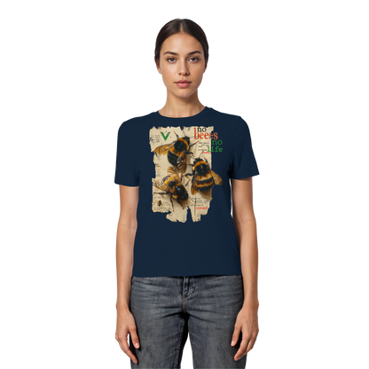vegwear "no bees no life" - eng geschnittenes Damen T-Shirt, bio, vegan