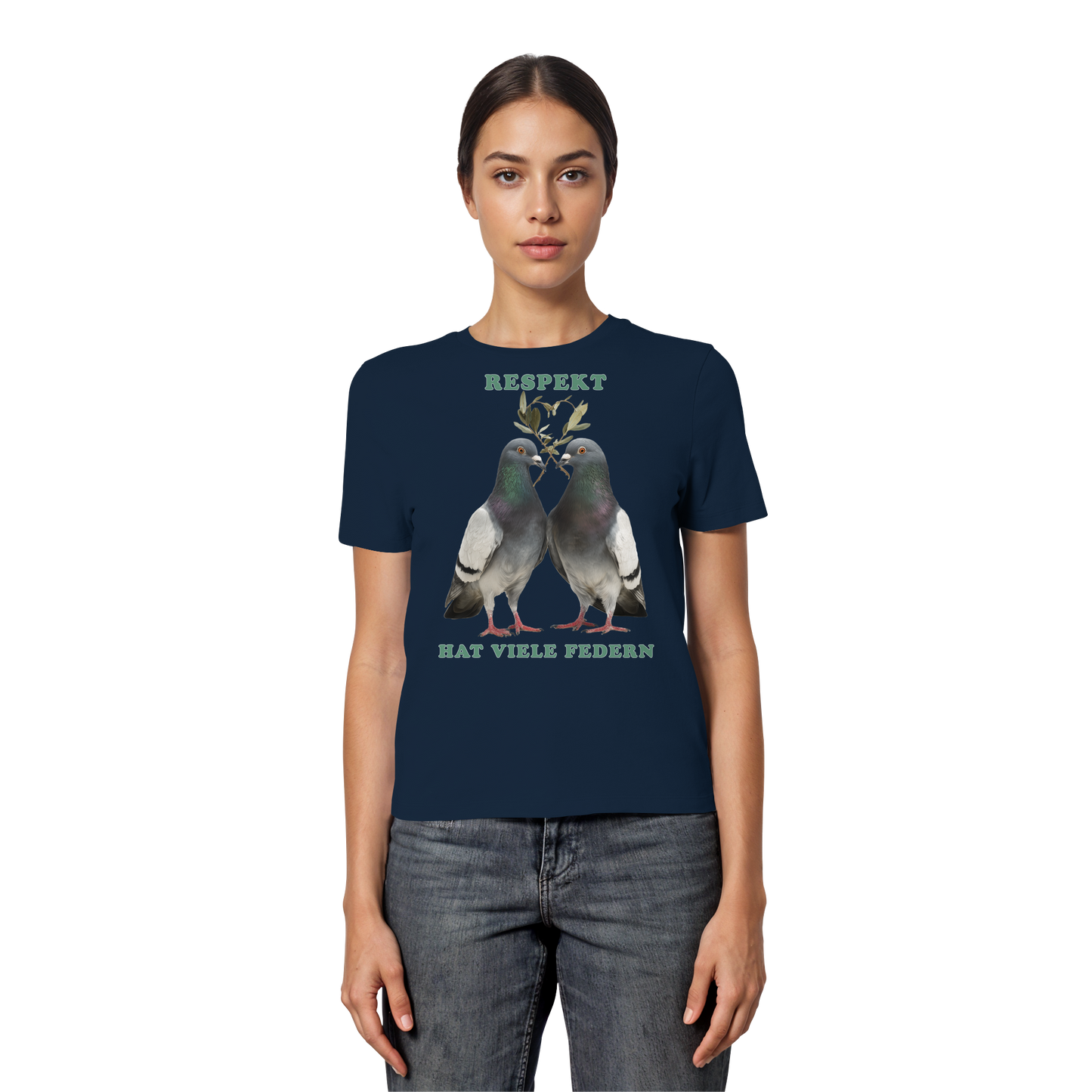 vegwear "Respekt hat viele Federn" - eng geschnittenes Damen T-Shirt