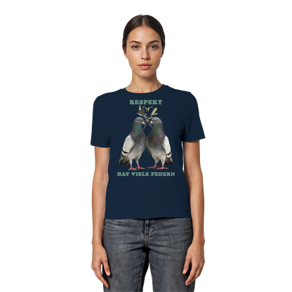 vegwear "Respekt hat viele Federn" - eng geschnittenes Damen T-Shirt