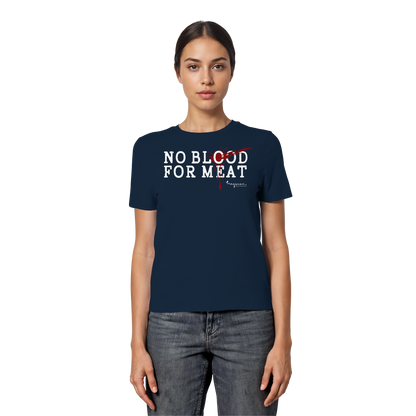 Kurzarm-T-Shirt für Damen: 'no blood for meat' T-Shirt | vegwear