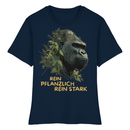 vegwear "Gorilla, rein pflanzlich rein stark" - eng geschnittenes Damen T-Shirt, bio vegan