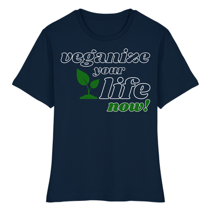 vegwear "veganize your life"  - eng geschnittenes Damen T-Shirt, bio, vegan, nachhaltig