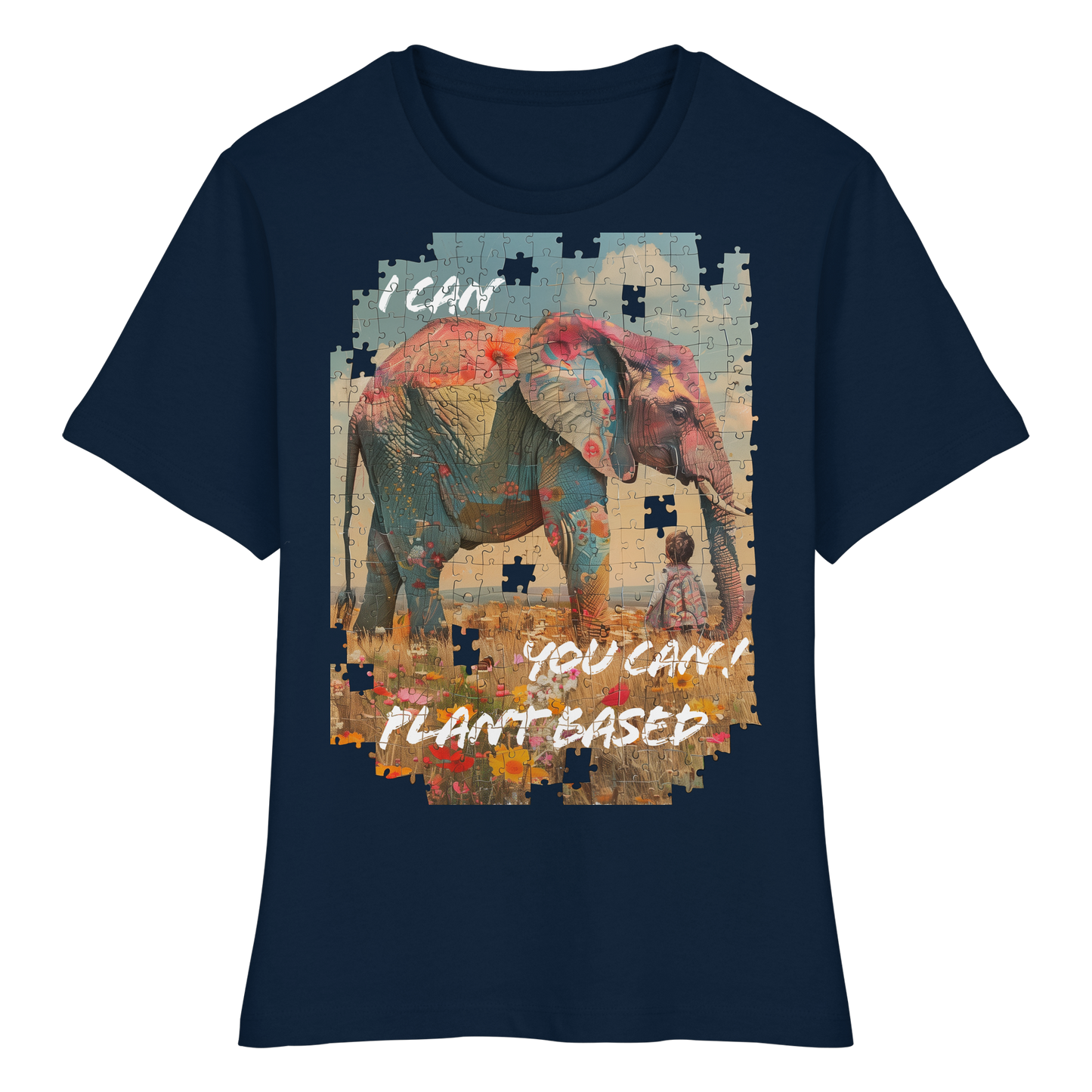 vegwear "I can you can"- eng geschnittenes Damen T-Shirt, bio, vegan