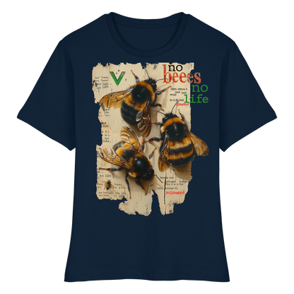 vegwear "no bees no life" - eng geschnittenes Damen T-Shirt, bio, vegan